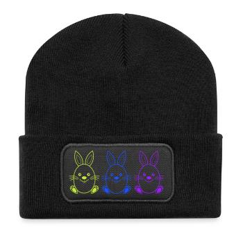 osterhase 3 - Recycelte Patch Beanie - Schwarz - Vorne
