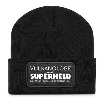 Volcanologue Super-héros Volcanologie - Beanie recyclé à patch - noir - Devant