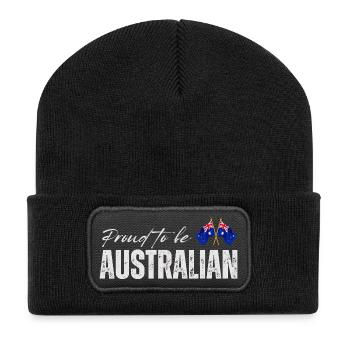 Fier Australien, j’adore l’Australie - Beanie recyclé à patch - noir - Devant