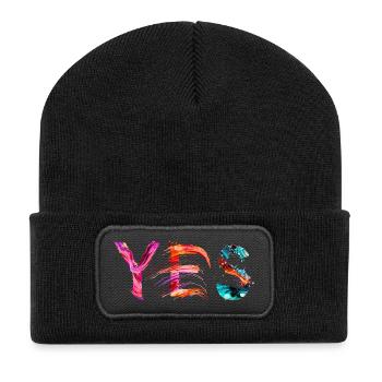 YES – Farbstarkes Statement für Freiheit & Kreativ - Recycelte Patch Beanie - Schwarz - Vorne