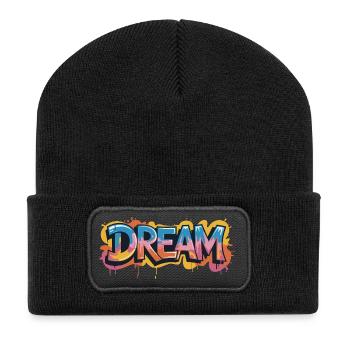 Un design de graffiti DREAM plein de couleurs et de motivation - Beanie recyclé à patch - noir - Devant