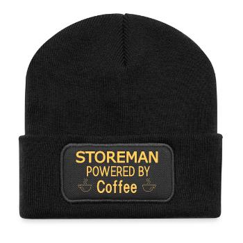 Storeman Powered By Coffee - Recycelte Patch Beanie - Schwarz - Vorne