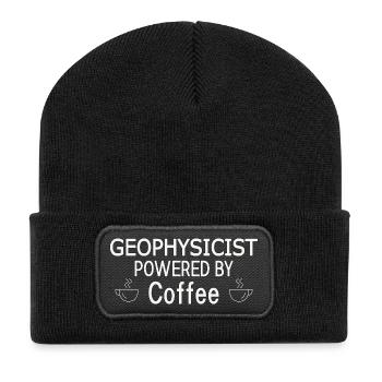 Geophysicist Powered By Coffee Geophysics - Recycelte Patch Beanie - Schwarz - Vorne