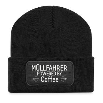 Garbage Driver Powered By Coffee - Recycled Patch Beanie - black - Front