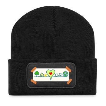 Herzlinie der Erde - Recycelte Patch Beanie - Schwarz - Vorne