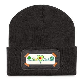 Ligne du cœur de la Terre - Beanie recyclé à patch - charbon - Devant