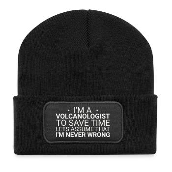 Volcanologist Never Wrong Volcanology - Recycelte Patch Beanie - Schwarz - Vorne