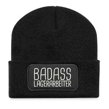 Employé d’entrepôt Badass - Beanie recyclé à patch - noir - Devant