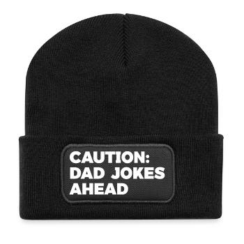 Humorvolle Papa Witze Vorsicht Grafik T-Shirt - Recycelte Patch Beanie - Schwarz - Vorne