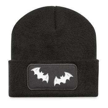 Chauves-souris grises en vol de nuit - Beanie recyclé à patch - charbon - Devant