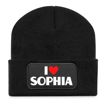 I love Sophia Red Heart Romantic Name Fan - Recycled Patch Beanie - black - Front