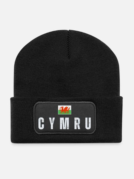 Flag of Wales, Welsh patriot - Recycled Patch Beanie - black