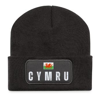 Flagge von Wales, walisischer Patriot - Recycelte Patch Beanie - Dunkelgrau - Vorne