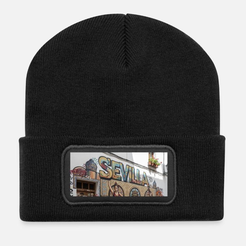 Sevilla Street Graffiti Flamenco - Recycelte Patch Beanie - Schwarz