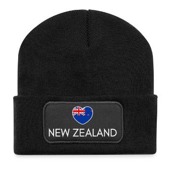 Cœur avec drapeau néo-zélandais - Beanie recyclé à patch - noir - Devant