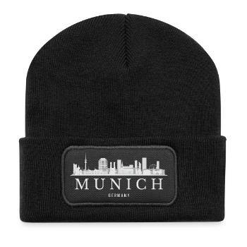 Munich Skyline, Munich Germany - Recycled Patch Beanie - black - Front