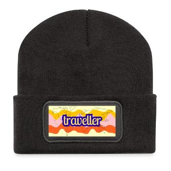 Traveller World Map Ribbon - Recycled Patch Beanie - dark grey - Front