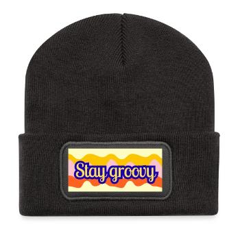 Stay Groovy Retro Waves Design - Recycled Patch Beanie - dark grey - Front