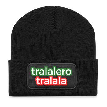 Tralalero Tralala Italian Brainrot Grün Rot - Recycelte Patch Beanie - Schwarz - Vorne