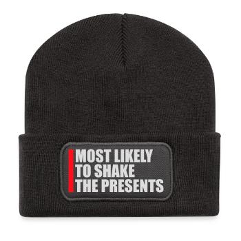 Most Likely to Shake the Presents Christmas Fun - Recycled Patch Beanie - dark grey - Front