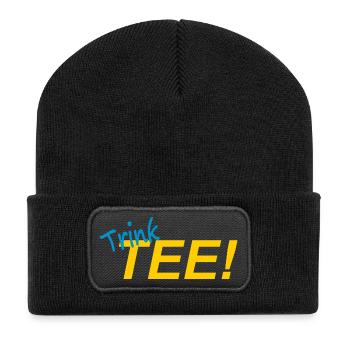 TRINK TEE! - Recycelte Patch Beanie - Schwarz - Vorne
