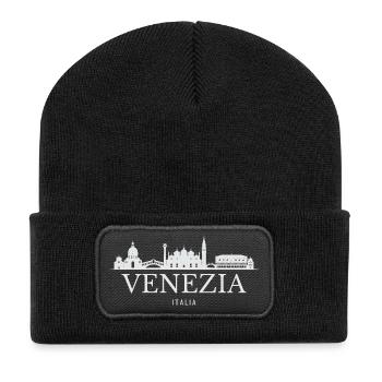 Venice Skyline, Venice Italy - Recycled Patch Beanie - black - Front