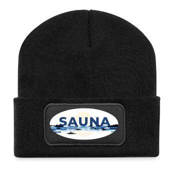 Sauna Finnland - Recycelte Patch Beanie - Schwarz - Vorne