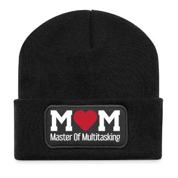 Mom master of multitasking / Mutter, Familie - Recycelte Patch Beanie - Schwarz - Vorne
