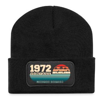 53rd Birthday 1972 Vintage 1972 Retro Sunset - Recycled Patch Beanie - black - Front