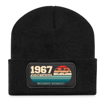 58e anniversaire 1967 Vintage 1967 Retro Sunset - Beanie recyclé à patch - noir - Devant