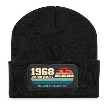 57th Birthday 1968 Vintage 1968 Retro Sunset - Recycled Patch Beanie - black - Front