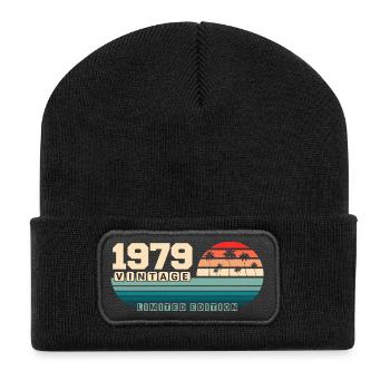 46th Birthday 1979 Vintage 1979 Retro Sunset - Recycled Patch Beanie - black - Front