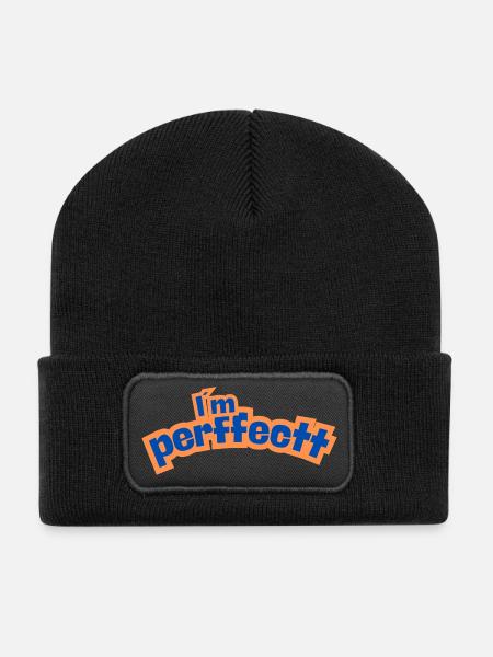Perfektes Orange - Recycelte Patch Beanie - Schwarz