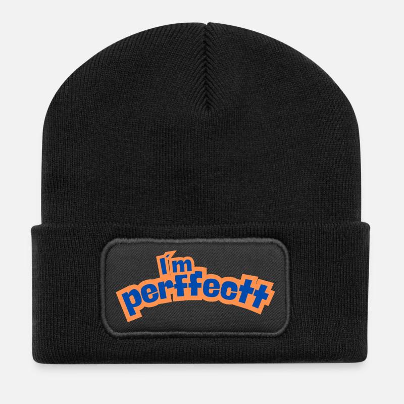 Perfektes Orange - Recycelte Patch Beanie - Schwarz