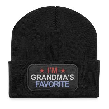 Lieblingsenkelkind Lustig Ich bin Omas Liebling - Recycelte Patch Beanie - Schwarz - Vorne
