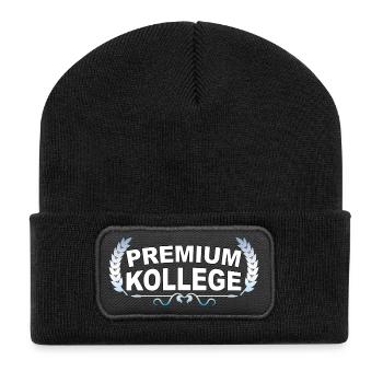 Premium Kollege - Lustiger Spruch - Recycelte Patch Beanie - Schwarz - Vorne