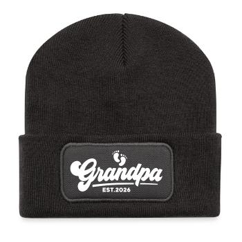 Opa 2026 - Stolzer Opa - Geschenkidee - Recycelte Patch Beanie - Dunkelgrau - Vorne