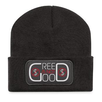 La cupidité n’est pas une bonne déclaration anticapitaliste Protestation - Beanie recyclé à patch - charbon - Devant