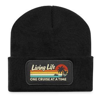 Kreuzfahrtschiff Sommerurlaub - Recycelte Patch Beanie - Schwarz - Vorne