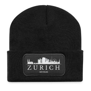 Zurich Skyline, Zurich Switzerland - Recycled Patch Beanie - black - Front