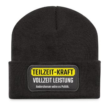 Part-time Full-time Funny gift for colleagues - Recycled Patch Beanie - dark grey - Front