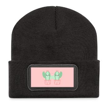 Kaktus Herzfreunde - Recycelte Patch Beanie - Dunkelgrau - Vorne