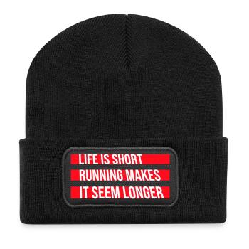 Life Is Short Running Makes It Seem Longer Funny - Recycled Patch Beanie - black - Front