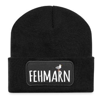 Fehmarn Möwe - Recycelte Patch Beanie - Schwarz - Vorne