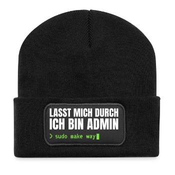 Lasst mich durch, ich bin Admin – Sudo Make Way - Recycelte Patch Beanie - Schwarz - Vorne