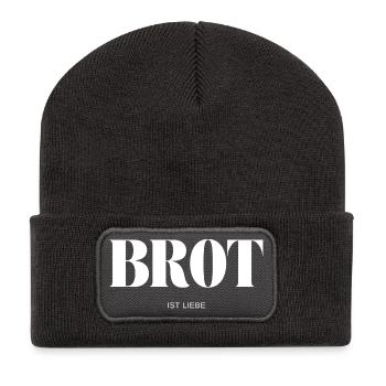 Brot ist Liebe - Recycelte Patch Beanie - Dunkelgrau - Vorne