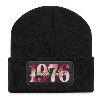 1976 Limited Edition Vintage Birthday - Recycled Patch Beanie - black - Front