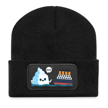 Titanic Funny Titanic und I-ceberg Boop Parodie - Recycelte Patch Beanie - Schwarz - Vorne