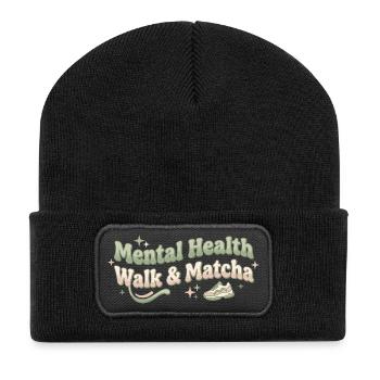 Matcha Walk Tee Spaziergang Trend Grüntee - Recycelte Patch Beanie - Schwarz - Vorne