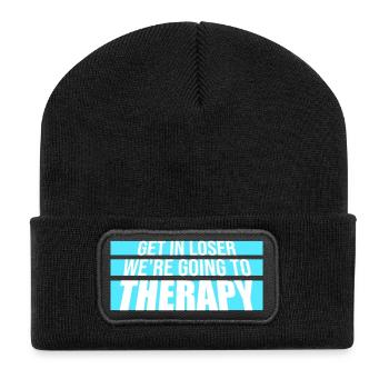 Get In Loser We're Going To Therapy Therapie Logo - Recycled Patch Beanie - black - Front